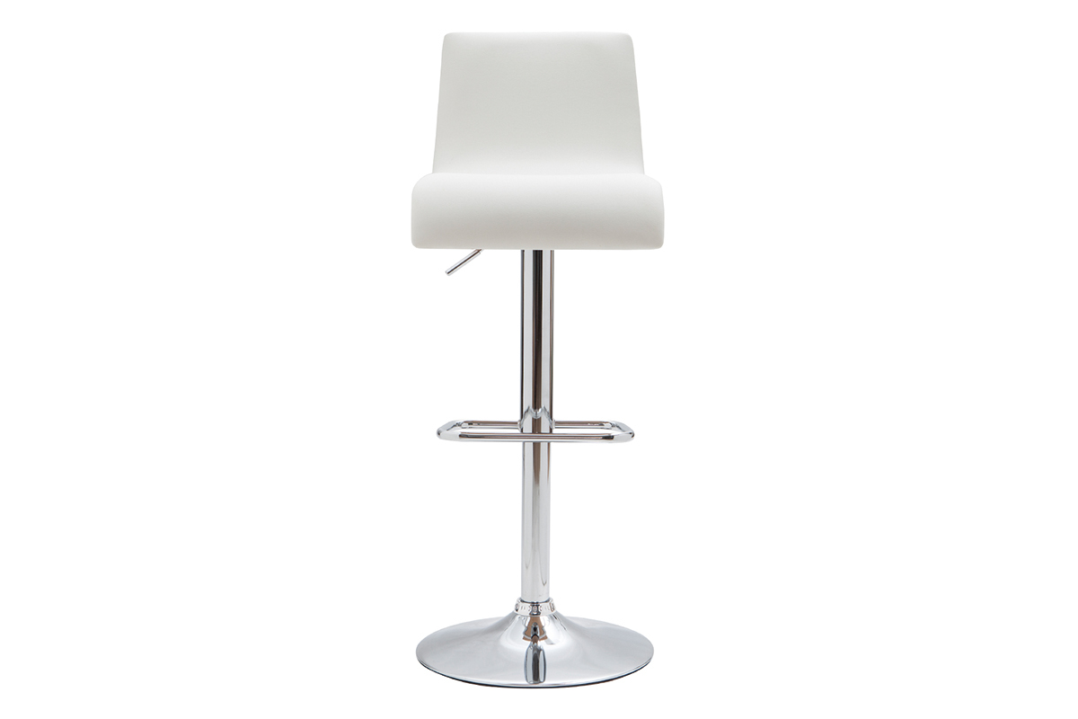 Tabourets de bar design r�glables blanc et bois clair (lot de 2) DELICACY