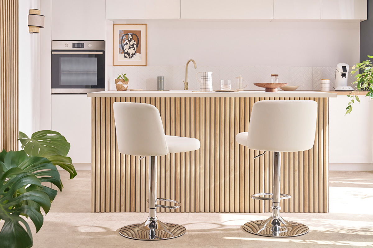 Tabourets de bar design rglables blancs (lot de 2) MONTI