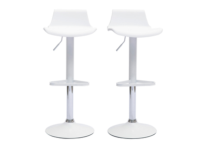 Tabourets de bar design réglables blancs 360° (lot de 2) KRONOS