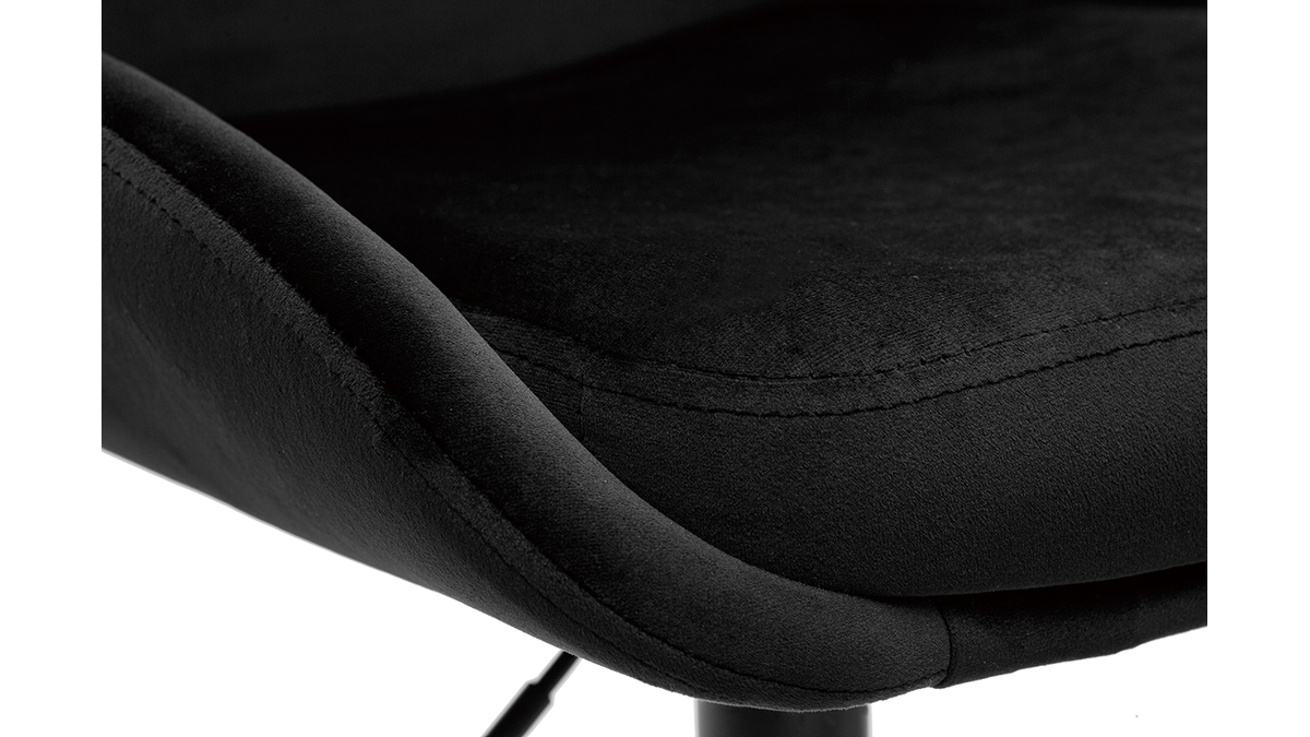 Tabourets de bar design réglables en tissu velours noir et métal noir 360° (lot de 2) HOLO