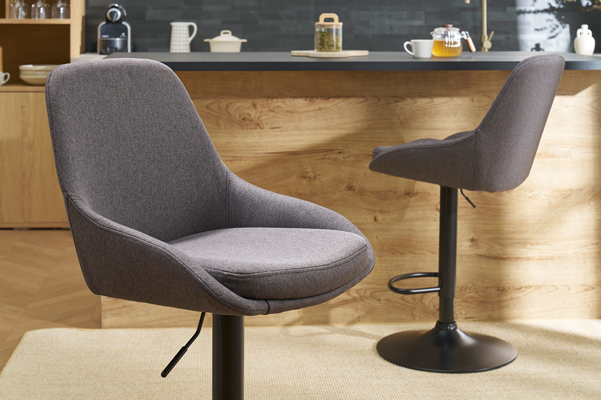 Tabourets de bar design rglables gris fonc (lot de 2) HOLO
