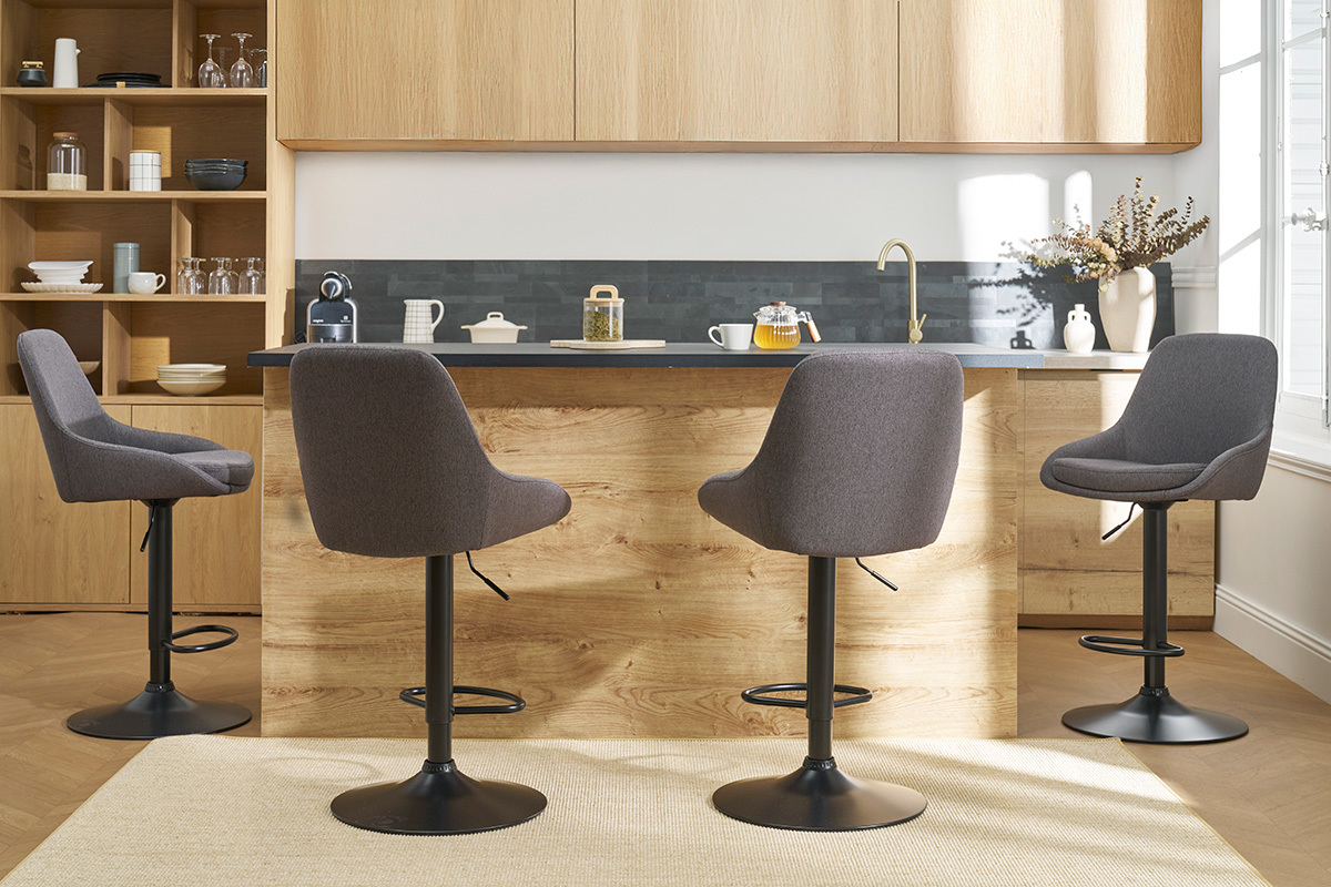 Tabourets de bar design rglables gris fonc (lot de 2) HOLO