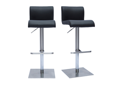 Tabourets de bar design réglables noir et inox brossé (lot de 2) SHEINA