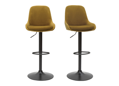 Tabourets de bar design réglables velours bronze (lot de 2) HOLO