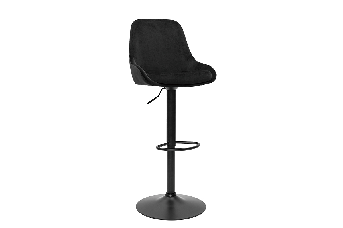 Tabourets de bar design r�glables velours noir (lot de 2) HOLO