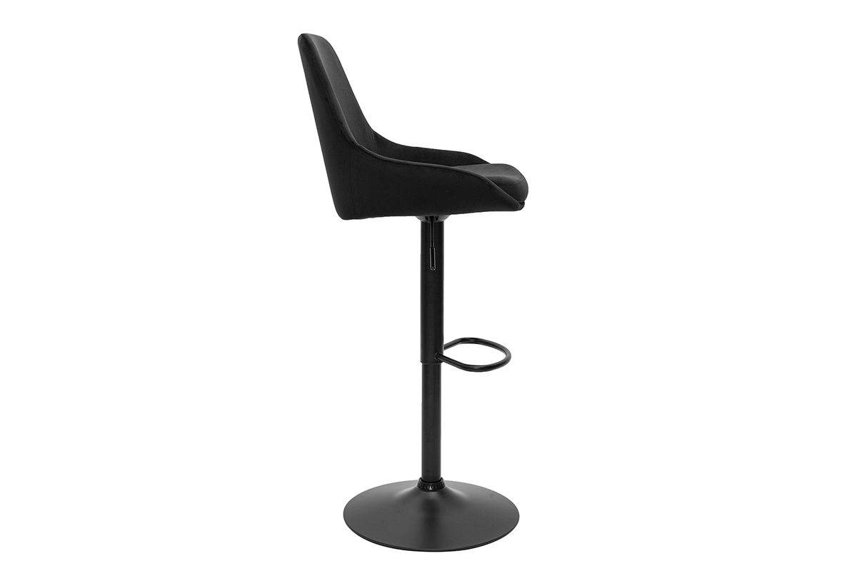 Tabourets de bar design r�glables velours noir (lot de 2) HOLO