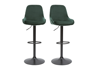 Tabourets de bar design réglables velours vert (lot de 2) HOLO