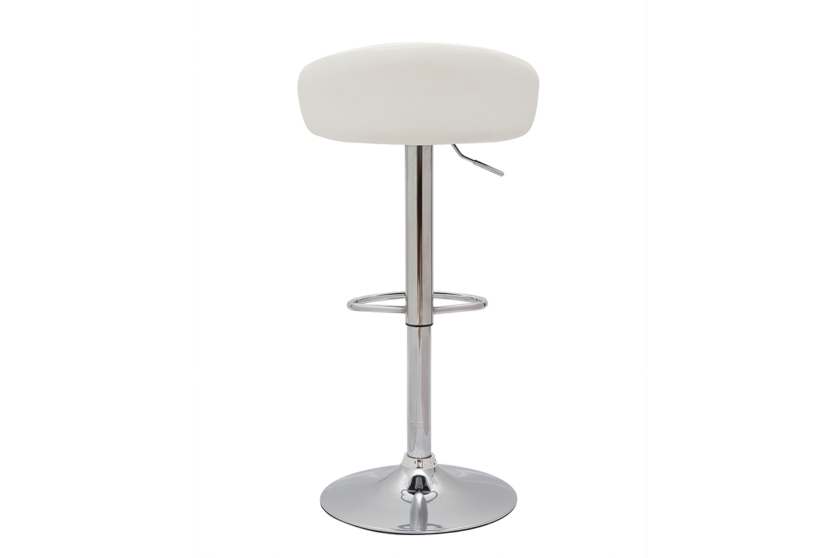 Tabourets de bar design relevables blanc et acier chrom� (lot de 2) REYNOLD