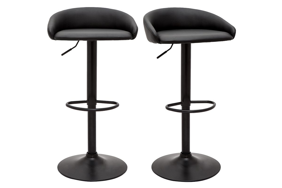 Tabourets de bar design relevables noirs (lot de 2) REYNOLD