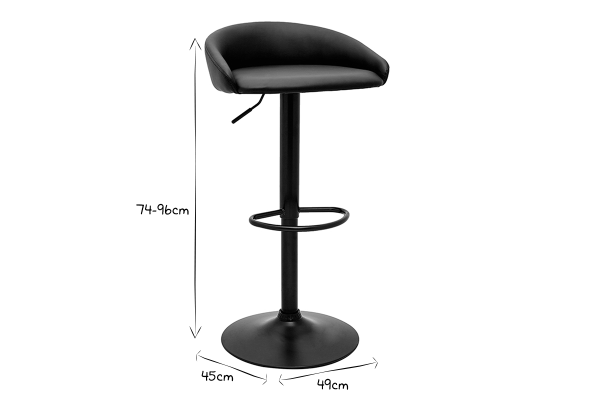Tabourets de bar design relevables noirs (lot de 2) REYNOLD
