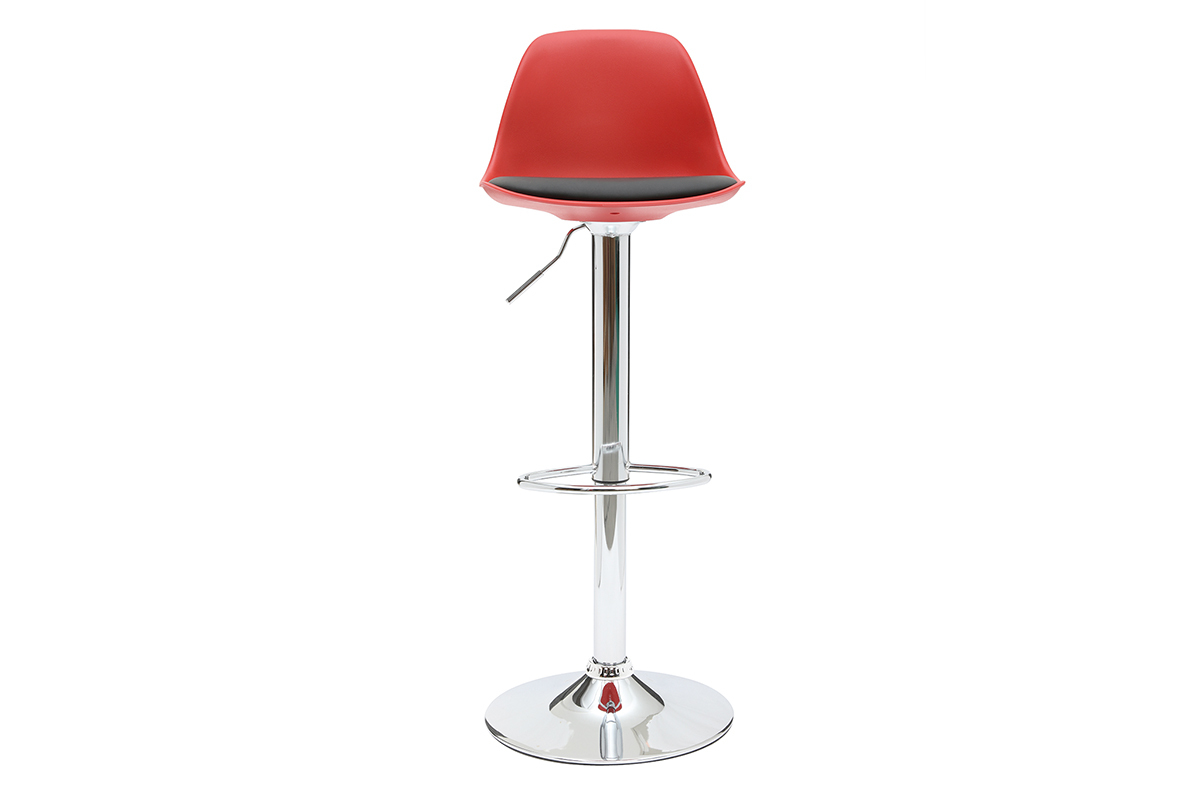 Tabourets de bar design rouge et noir (lot de 2) STEEVY