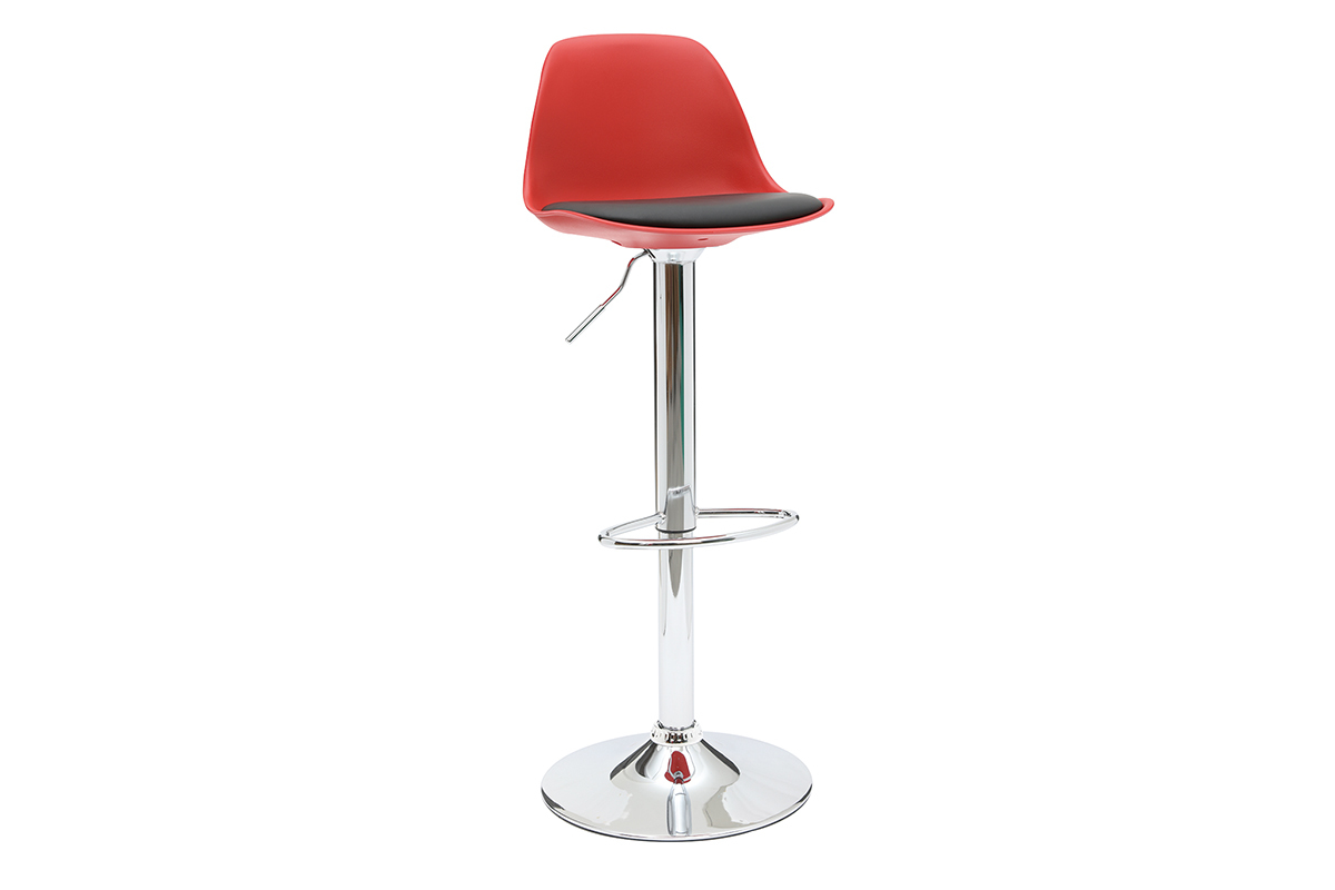 Tabourets de bar design rouge et noir (lot de 2) STEEVY