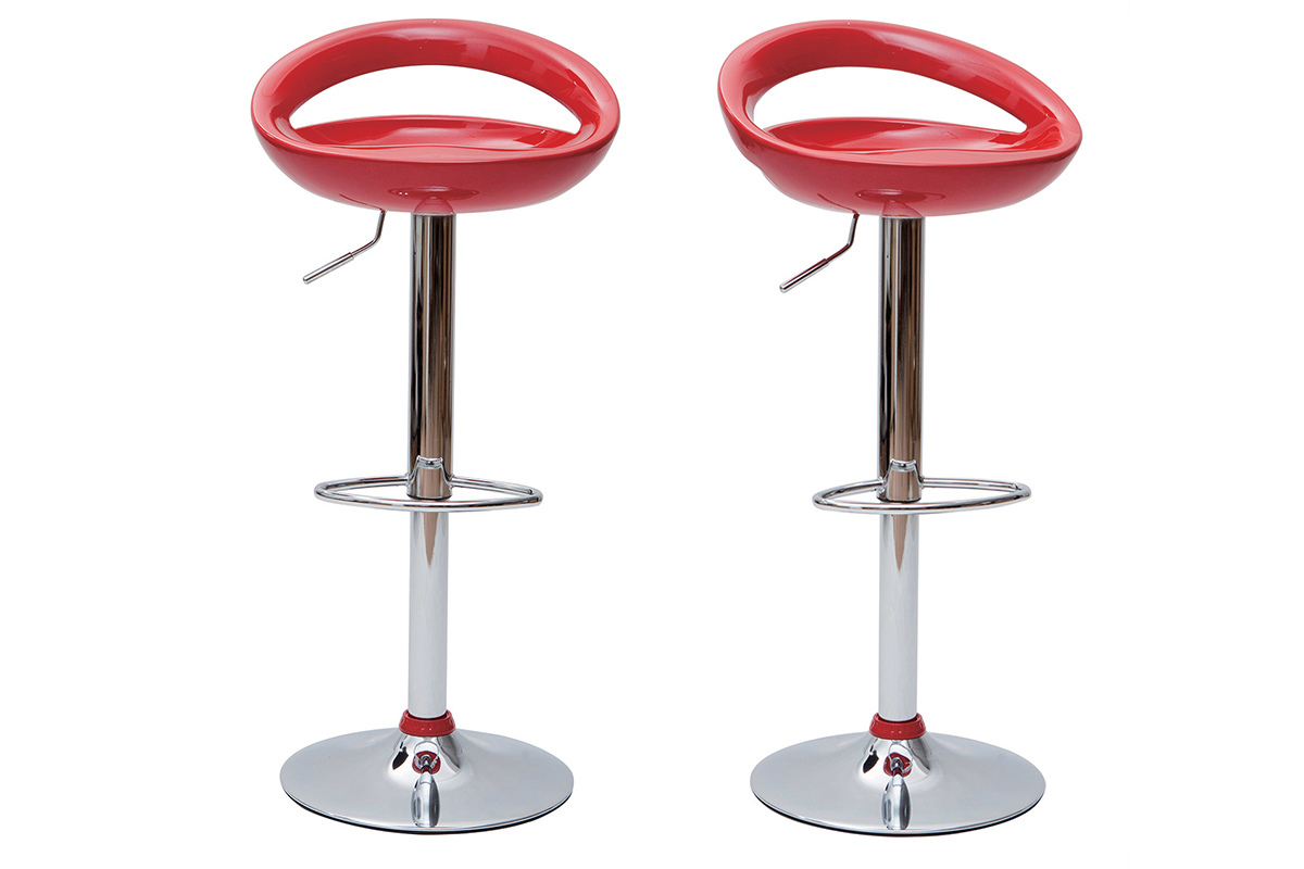Tabourets de bar design rouges COMET (lot de 2)
