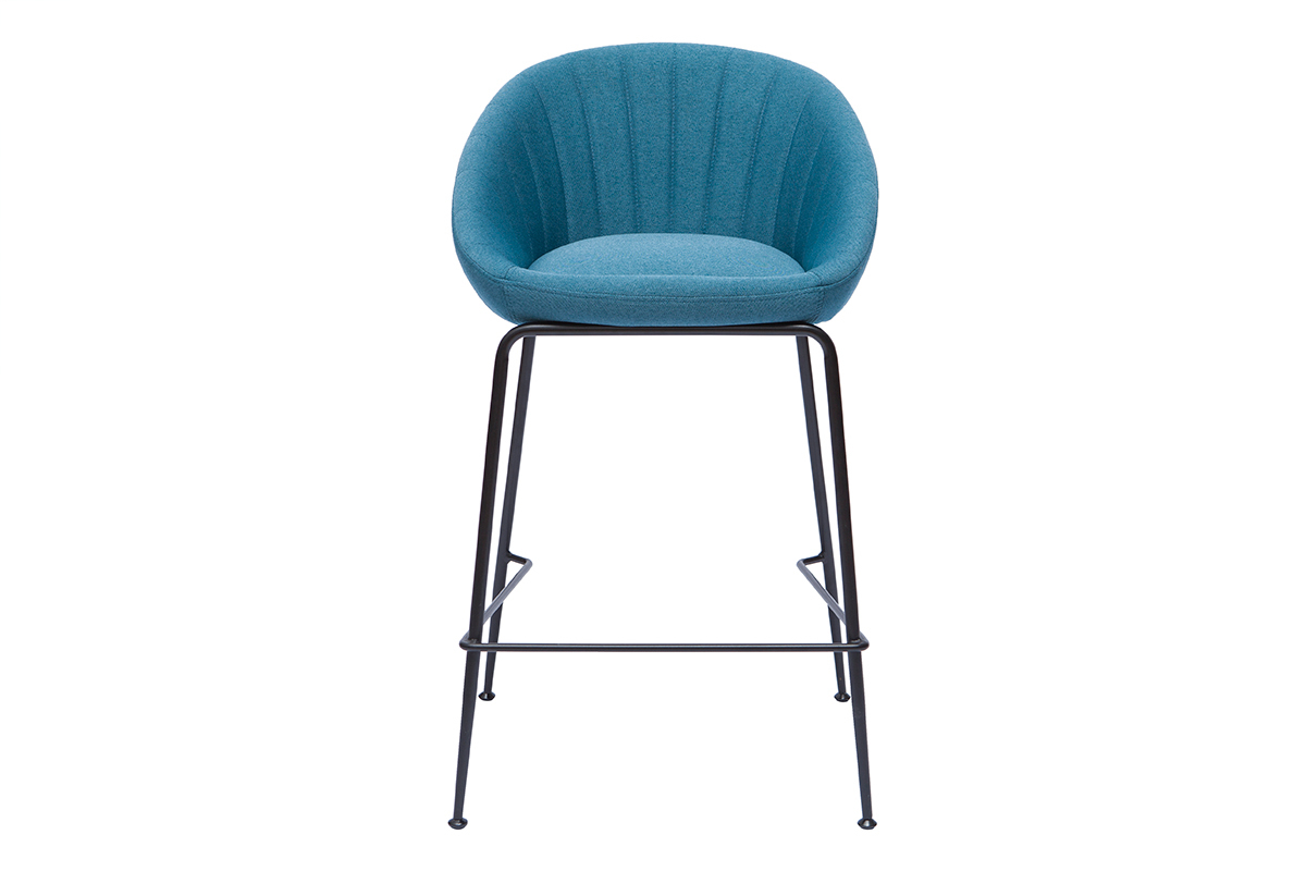 Tabourets de bar design tissu bleu canard 65 cm (lot de 2) SHERU