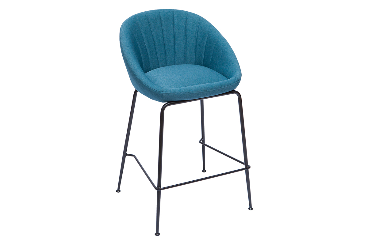 Tabourets de bar design tissu bleu canard 65 cm (lot de 2) SHERU