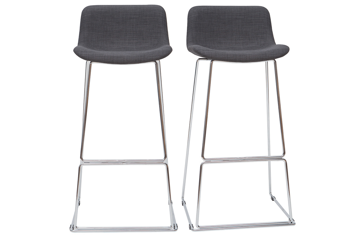 Tabourets de bar design tissu gris 75 cm (lot de 2) PALIKAO