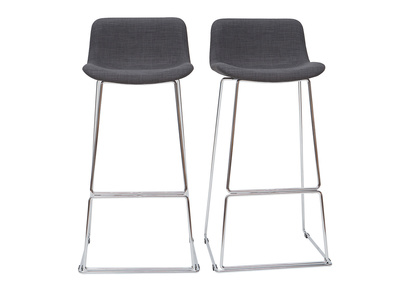 Tabourets de bar design tissu gris 75 cm (lot de 2) PALIKAO - Miliboo & St&eacute;phane Plaza