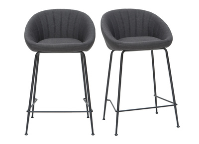 Tabourets de bar design tissu gris foncé 65 cm (lot de 2) SHERU