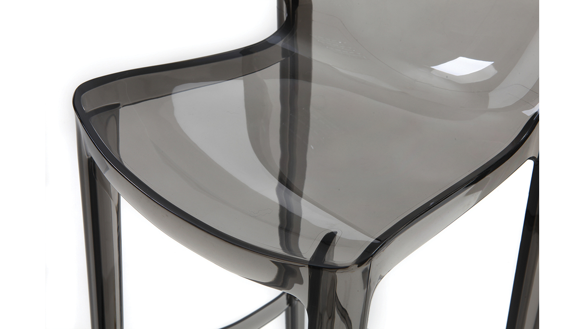 Tabourets de bar design transparents gris intérieur - extérieur H75 cm (lot de 2) YLAK