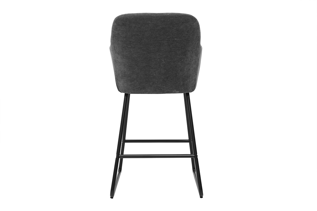 Tabourets de bar effet velours gris fonc H65 cm (lot de 2) AMIKA