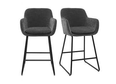Tabourets de bar effet velours gris foncé H65 cm (lot de 2) AMIKA