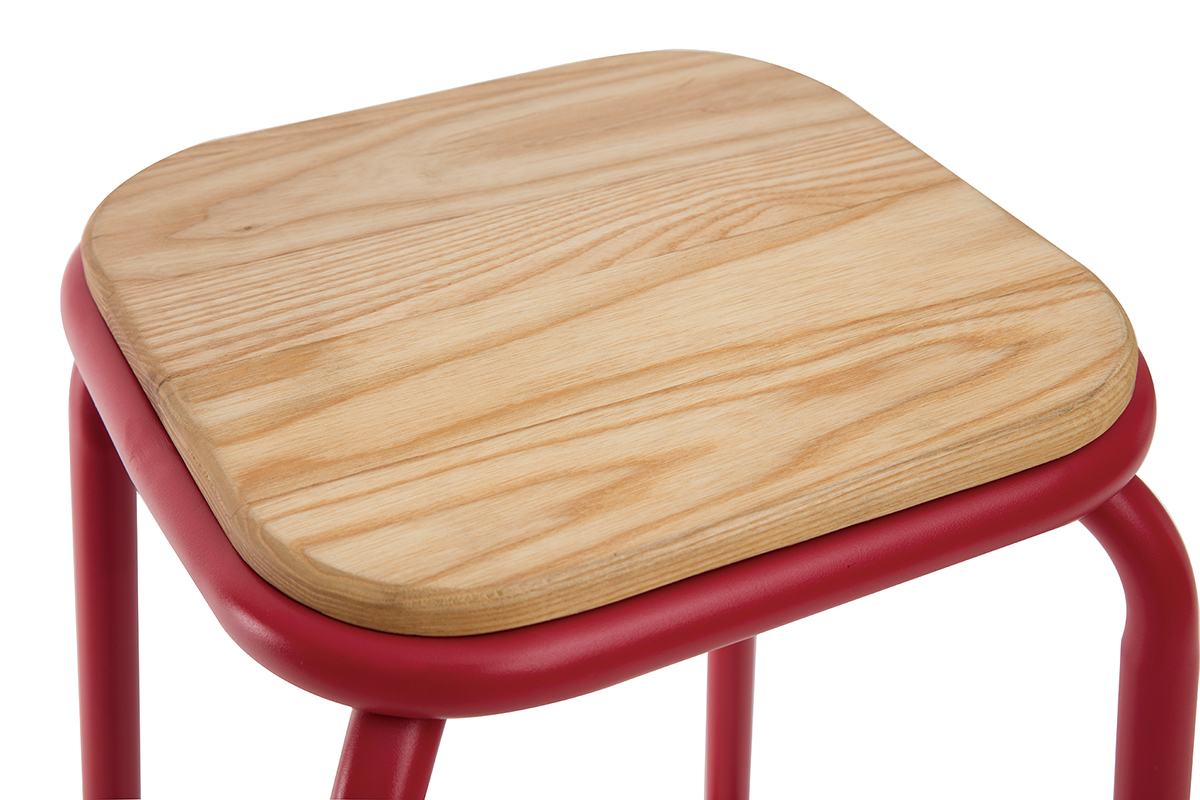 Tabourets de bar empilables rouge H65 cm (lot de 2) MEMPHIS