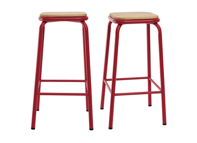 Tabourets de bar empilables rouge H65 cm (lot de 2) MEMPHIS