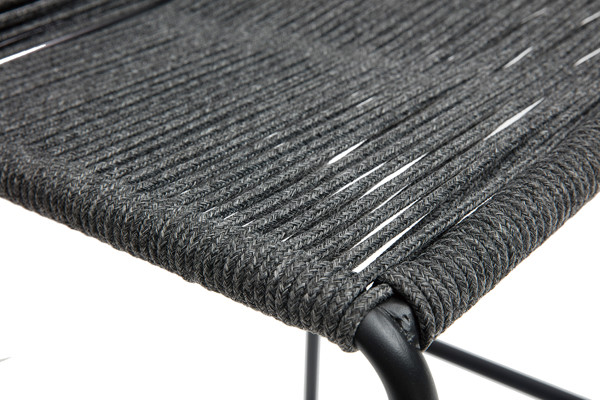 Tabourets de bar en cordage gris int�rieur - exterieur H72 cm (lot de 2) YORGO