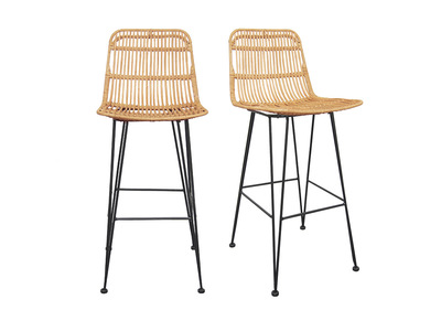 Tabourets de bar en rotin (lot de 2) MALACCA