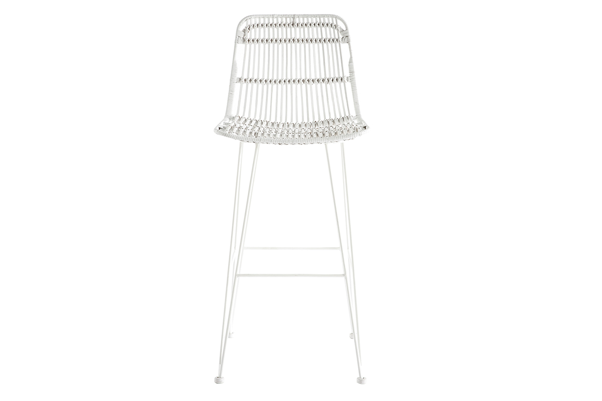 Tabourets de bar en rotin blancs (lot de 2) MALACCA
