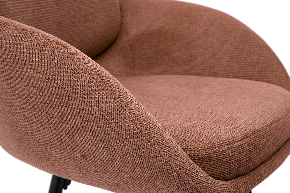 Tabourets de bar en tissu chenille terre br�l�e et m�tal noir H68.5 cm (lot de 2) SLAKE
