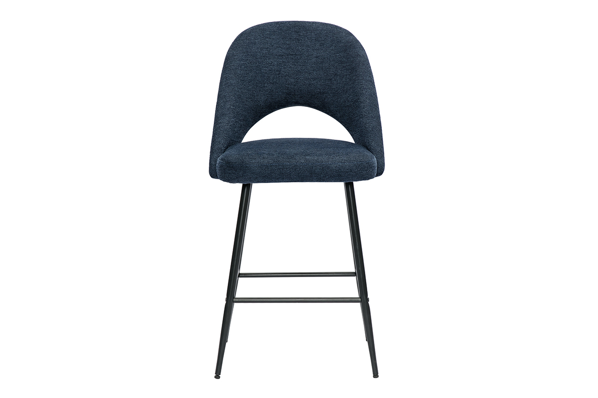 Tabourets de bar en tissu effet velours textur bleu fonc H65 cm (lot de 2) COSETTE