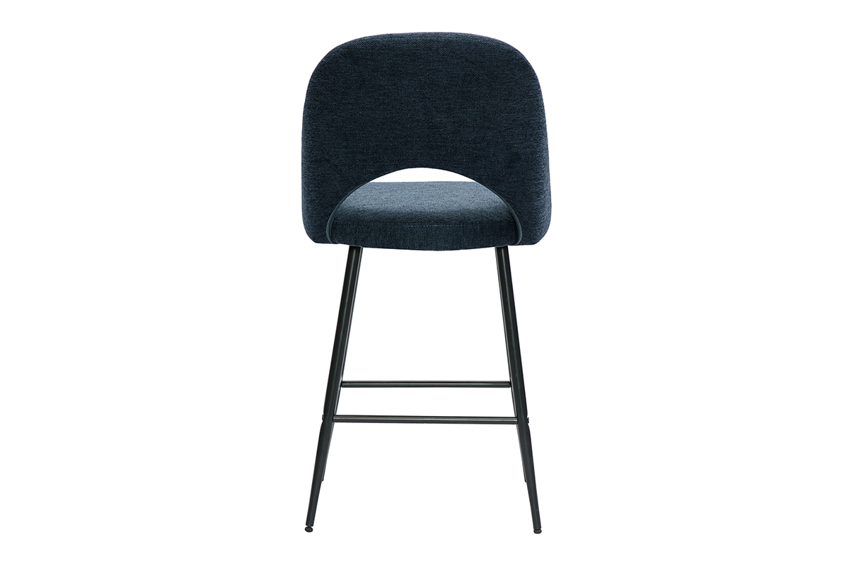Tabourets de bar en tissu effet velours textur bleu fonc H65 cm (lot de 2) COSETTE