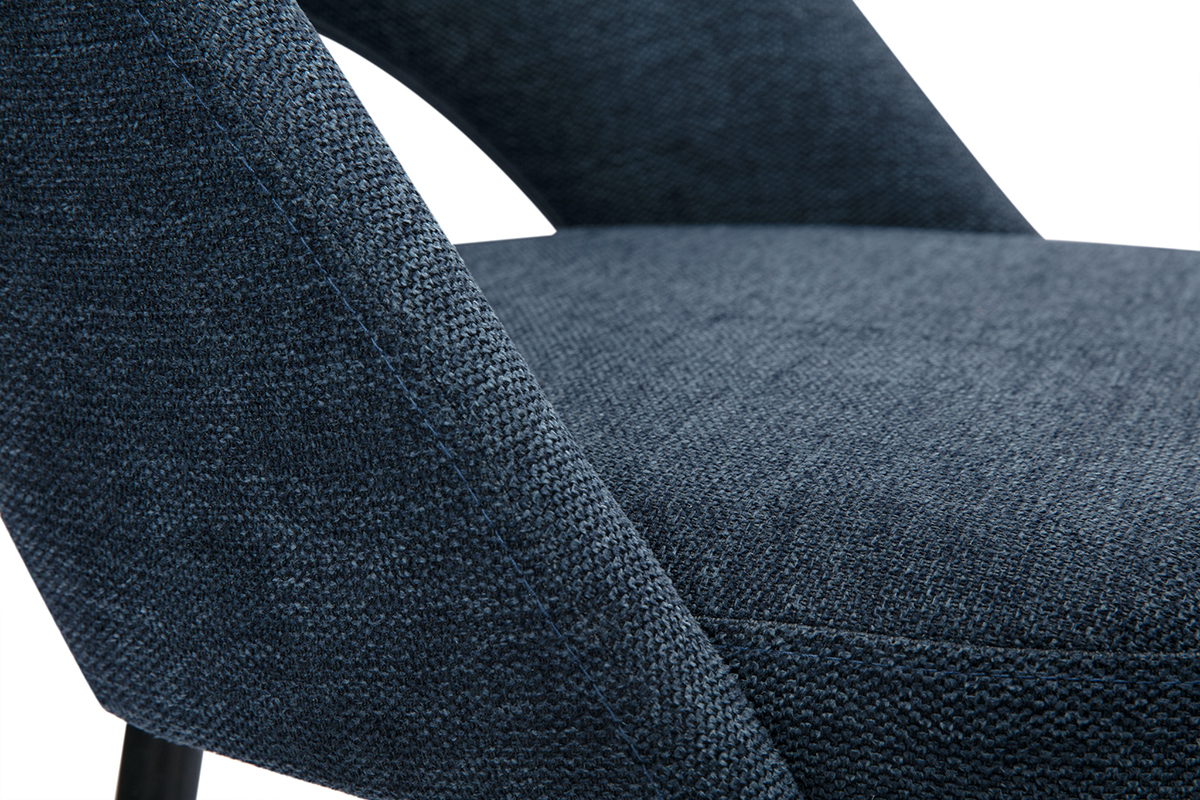 Tabourets de bar en tissu effet velours textur bleu fonc H65 cm (lot de 2) COSETTE