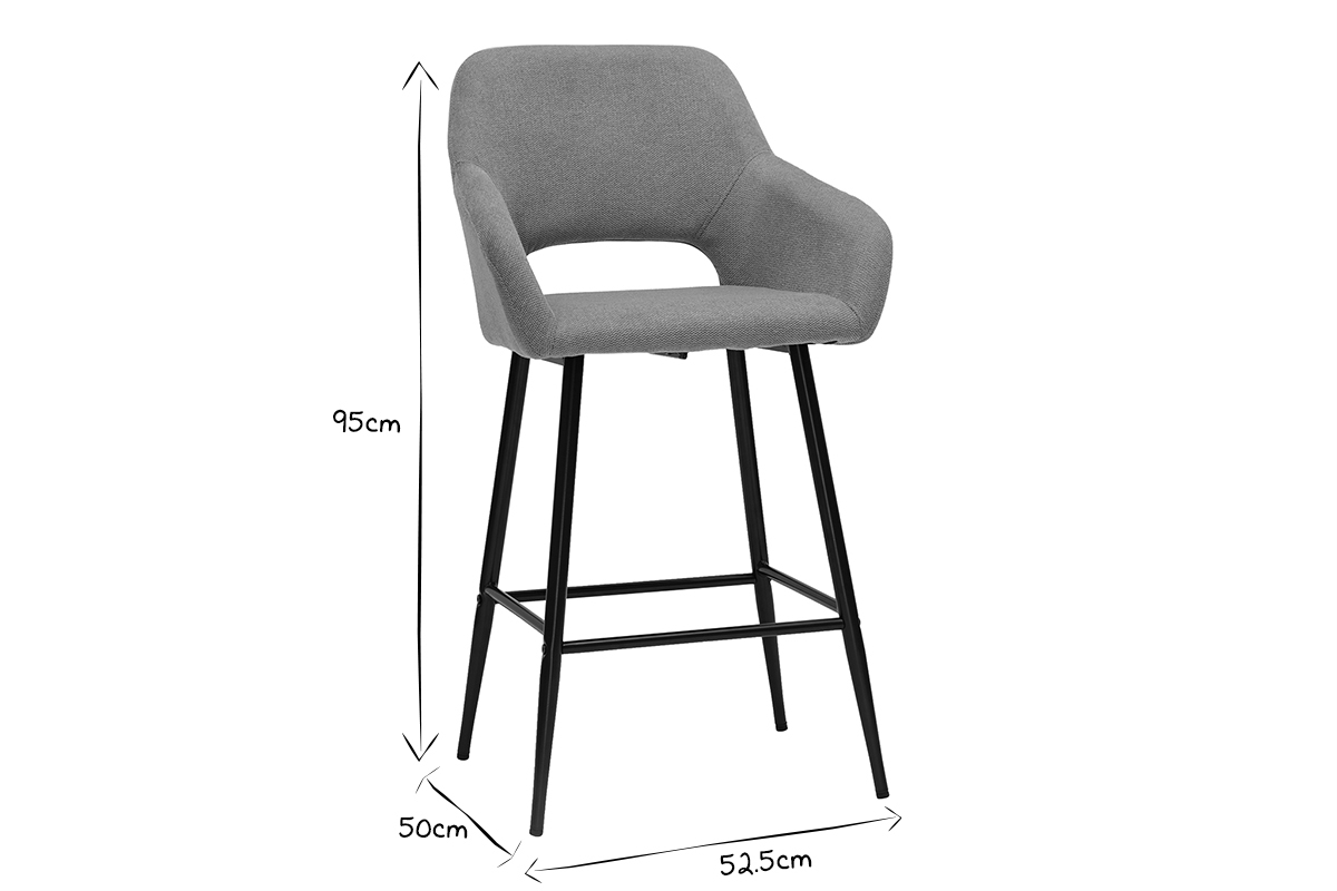 Tabourets de bar en tissu effet velours textur� jaune moutarde et m�tal H65 cm (lot de 2) LAURETTE