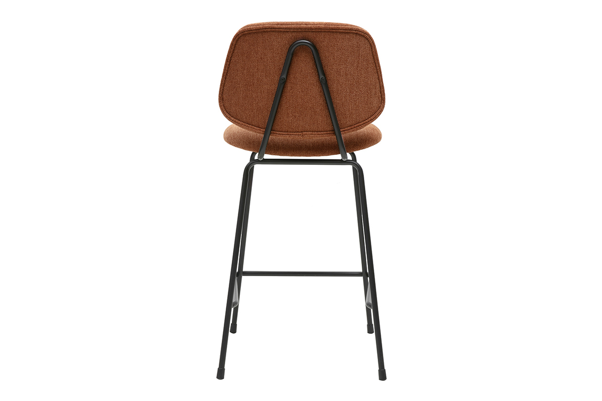 Tabouret de bar en tissu terre brle vue de dos.
