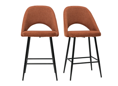 Tabourets de bar en tissu effet velours texturé terre brûlée H65 cm (lot de 2) COSETTE
