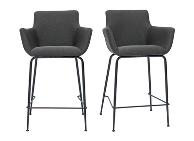Tabourets de bar en tissu gris anthracite H65 cm (lot de 2) CARLIE