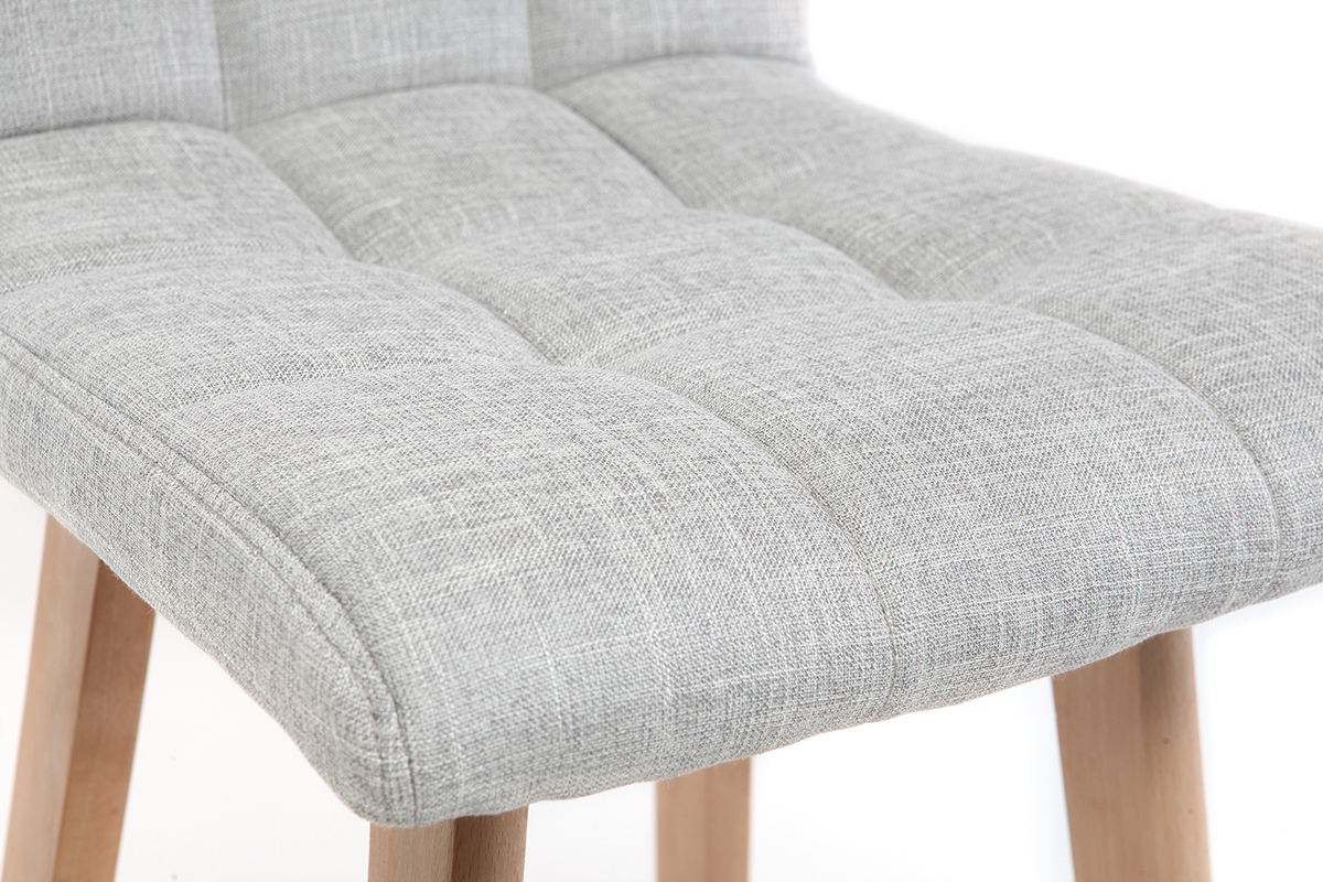 Tabourets de bar en tissu gris clair et bois H67.5 cm (lot de 2) KLARIS