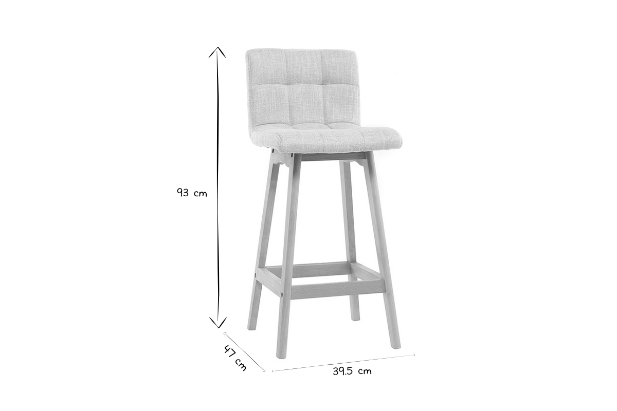 Tabourets de bar en tissu gris clair et bois H67.5 cm (lot de 2) KLARIS