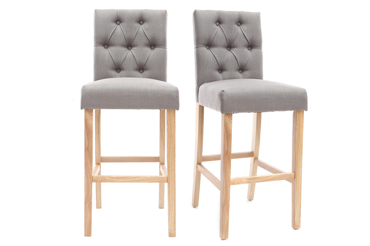 Tabourets de bar en tissu gris clair H75 cm (lot de 2) RIVOLI