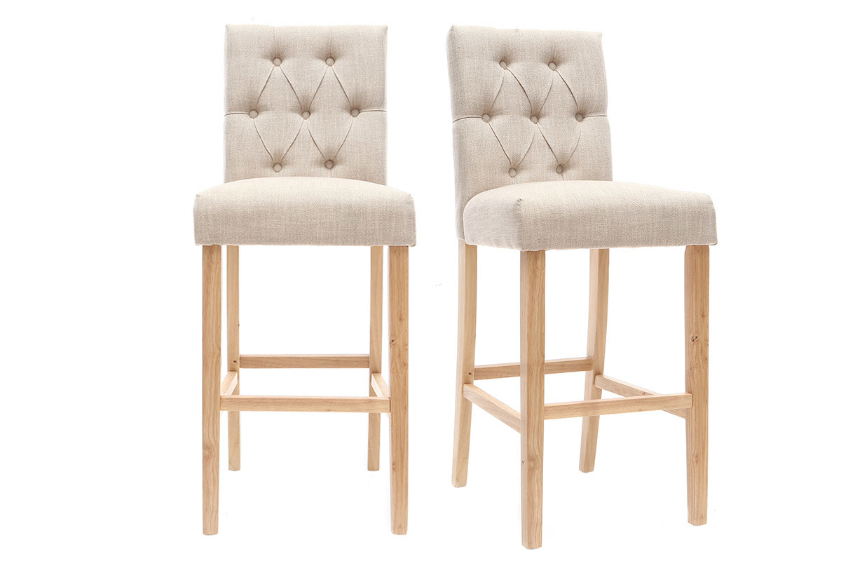 Tabourets de bar en tissu naturel H75 cm (lot de 2) RIVOLI