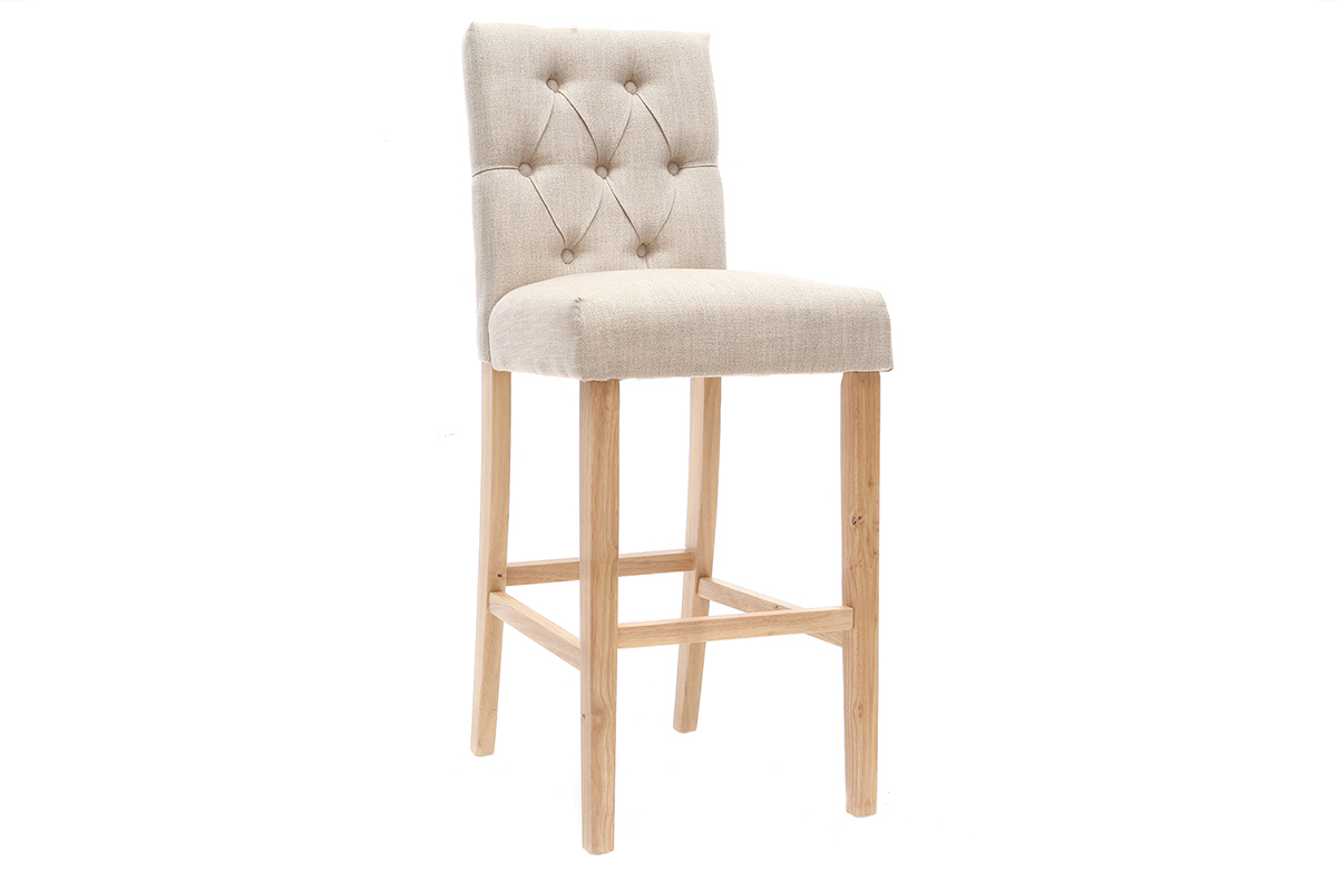 Tabourets de bar en tissu naturel H75 cm (lot de 2) RIVOLI