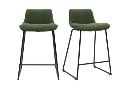 Tabourets de bar en tissu vert kaki et métal H65 cm (lot de 2) BOOST