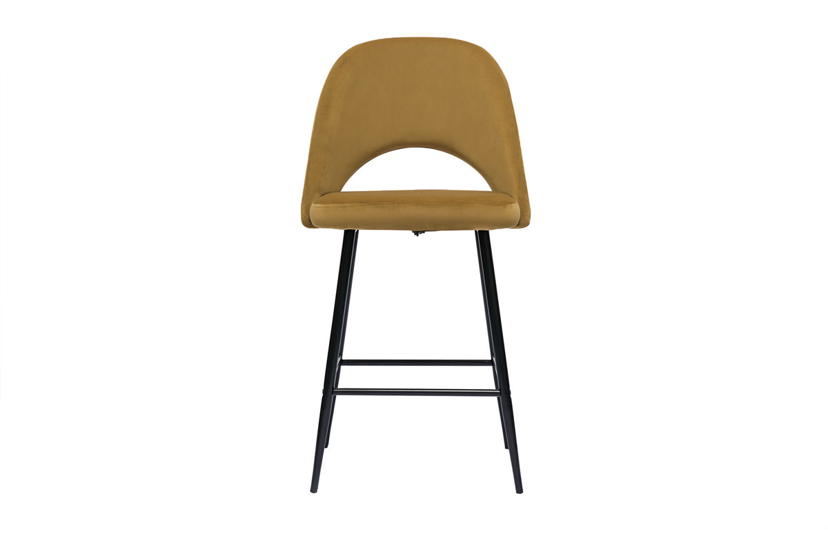 Tabourets de bar en velours bronze et m�tal H65 cm (lot de 2) COSETTE