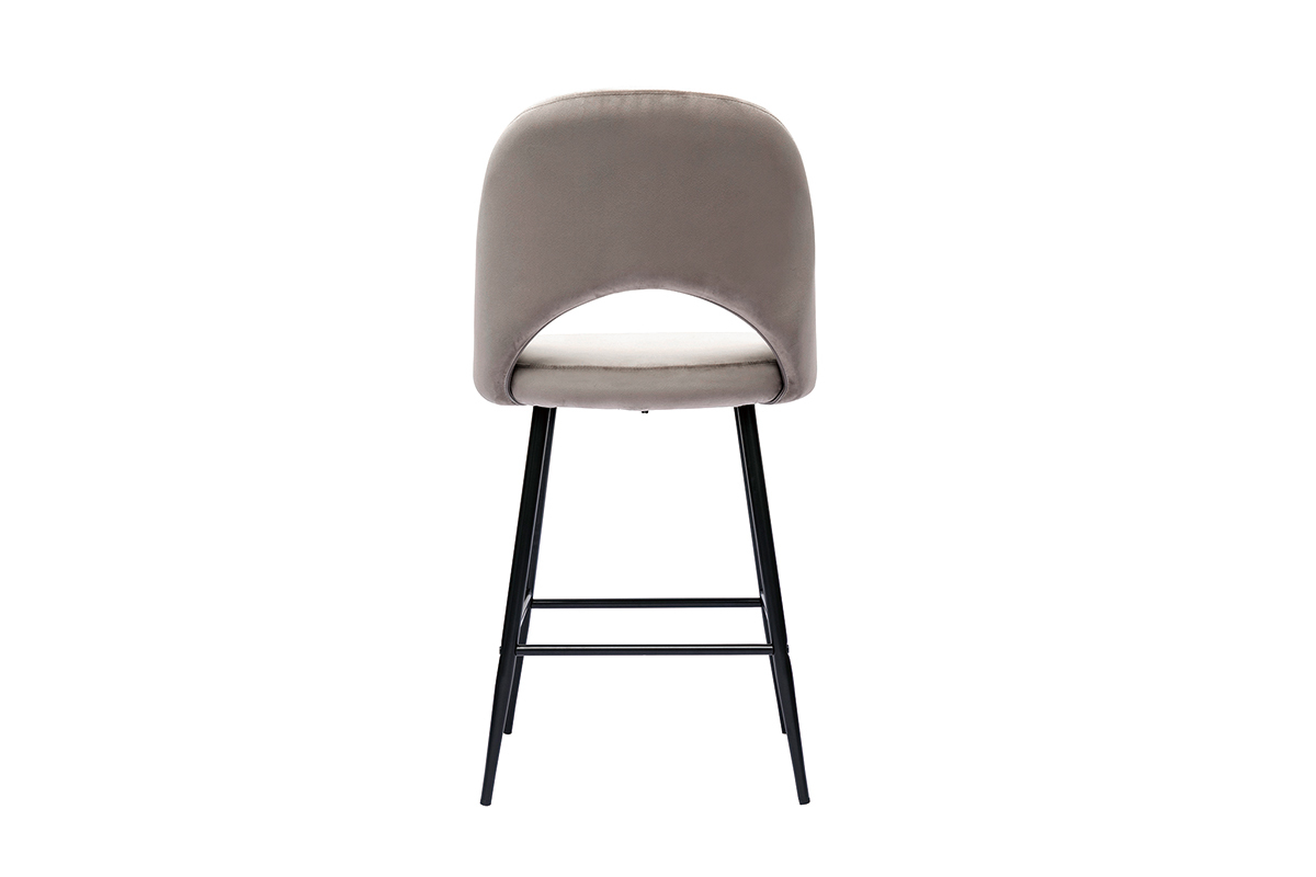 Tabourets de bar en velours taupe et m�tal H65 cm (lot de 2) COSETTE