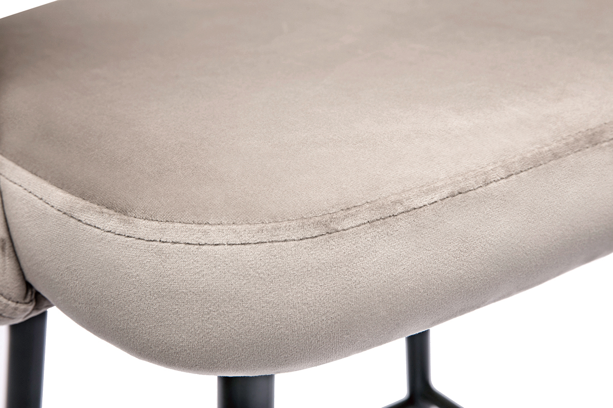 Tabourets de bar en velours taupe et m�tal H65 cm (lot de 2) COSETTE