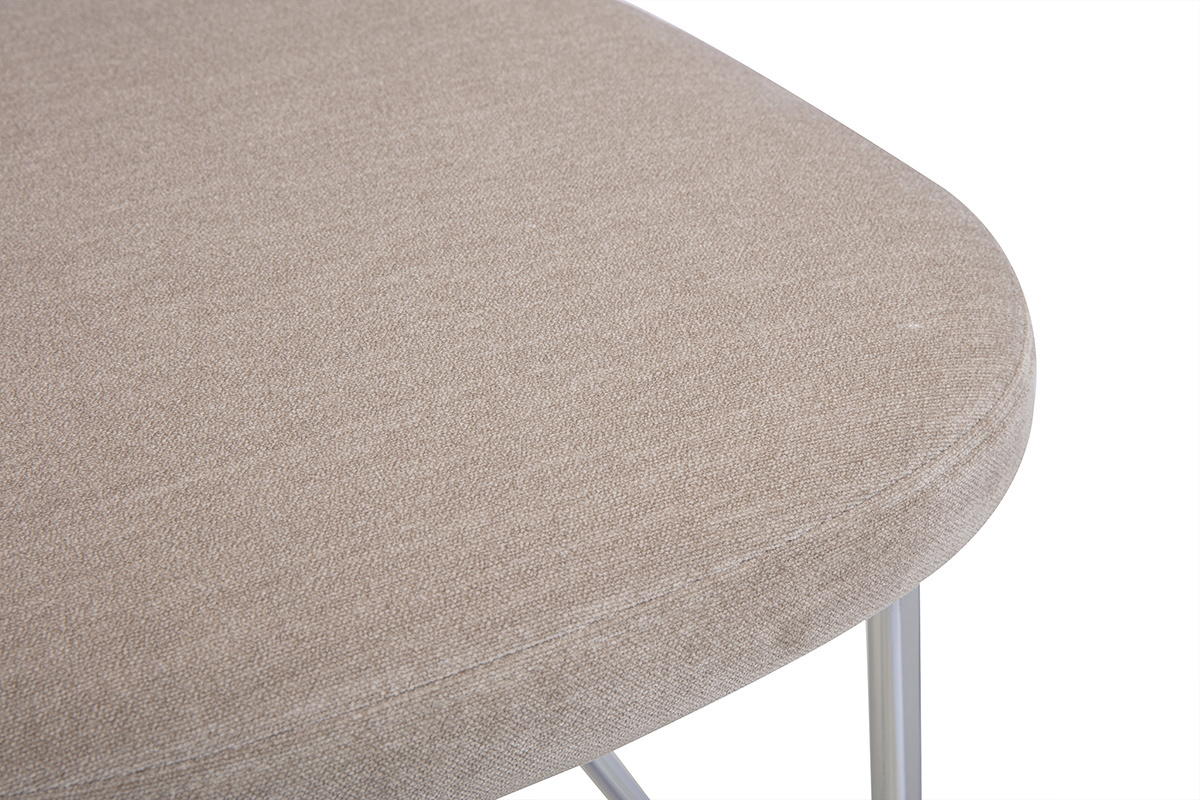Vue rapproch�e de l'assise en tissu effet velours taupe du tabouret de bar BREKA