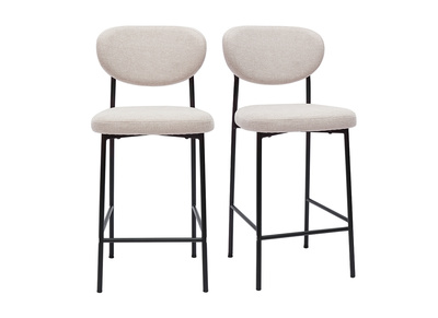 Tabourets de bar fixes en tissu effet velours texturé beige H65 cm (lot de 2) BREKA