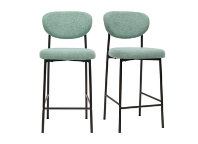 Tabourets de bar fixes en tissu effet velours texturé vert céladon H65 cm (lot de 2) BREKA